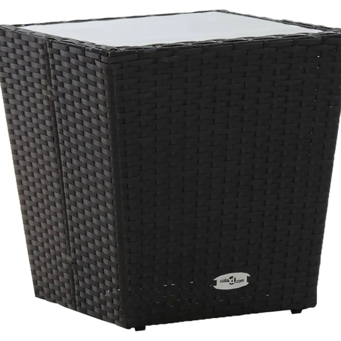 Vidaxl Theetafel 41,5X41,5X43 Cm Poly Rattan En Gehard Glas Zwart
