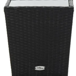 Vidaxl Theetafel 41,5X41,5X43 Cm Poly Rattan En Gehard Glas Zwart