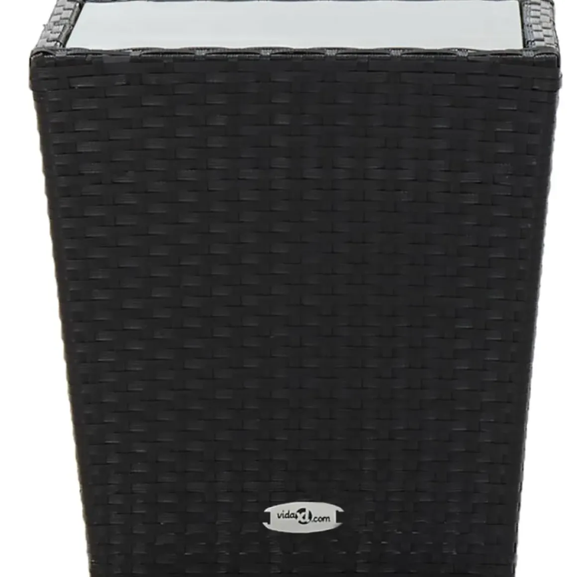 Vidaxl Theetafel 41,5X41,5X43 Cm Poly Rattan En Gehard Glas Zwart
