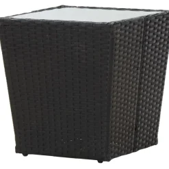 Vidaxl Theetafel 41,5X41,5X43 Cm Poly Rattan En Gehard Glas Zwart