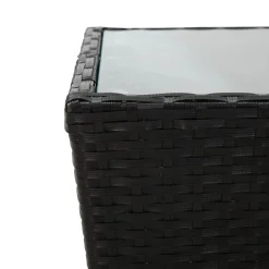 Vidaxl Theetafel 41,5X41,5X43 Cm Poly Rattan En Gehard Glas Zwart