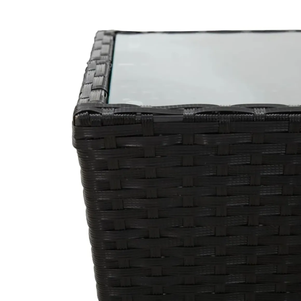 Vidaxl Theetafel 41,5X41,5X43 Cm Poly Rattan En Gehard Glas Zwart