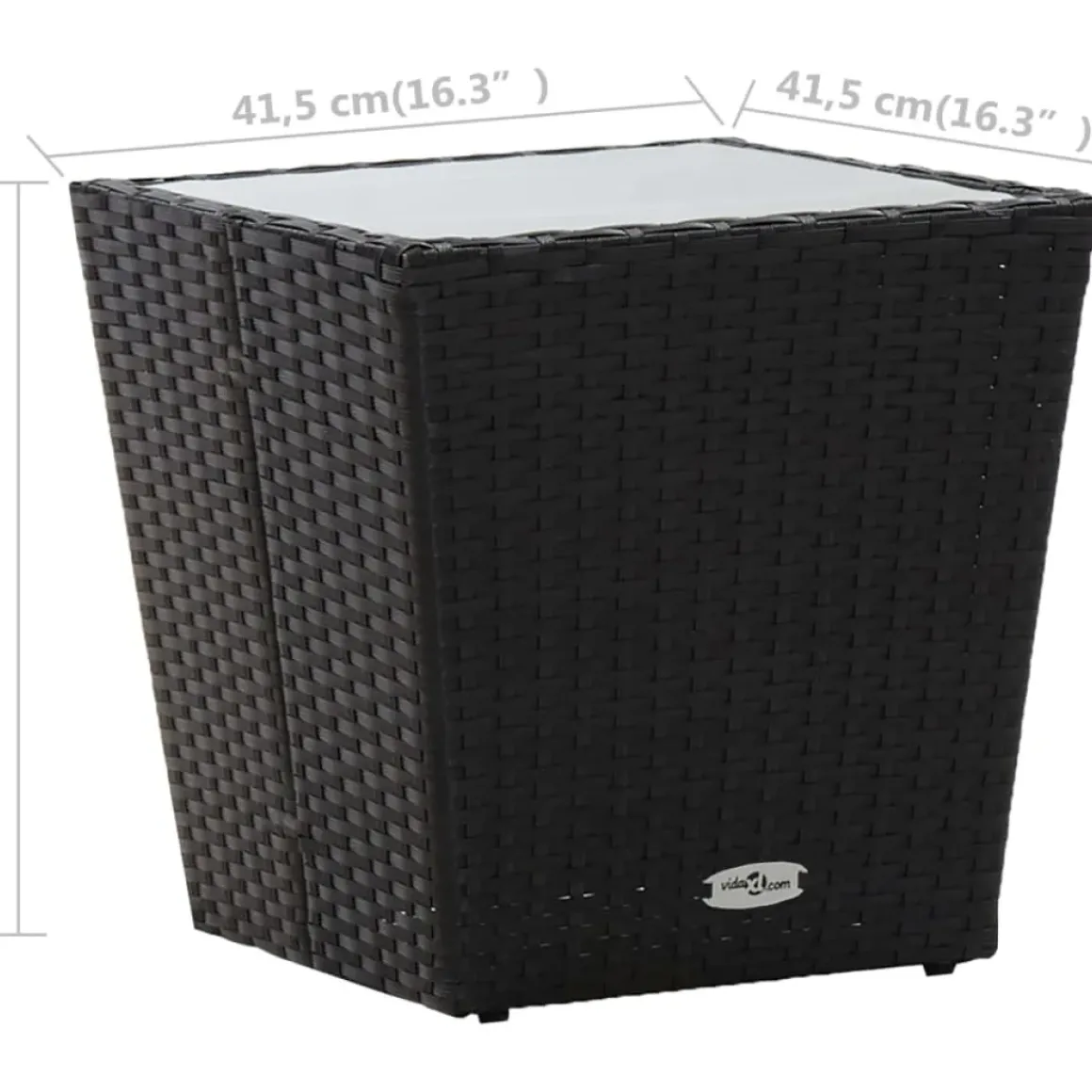 Vidaxl Theetafel 41,5X41,5X43 Cm Poly Rattan En Gehard Glas Zwart