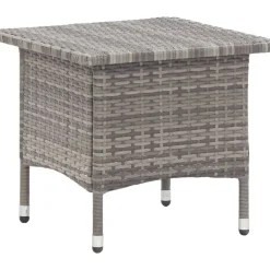 Vidaxl Theetafel 50X50X47 Cm Poly Rattan Grijs