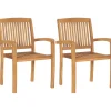 Vidaxl Tuinstoelen Stapelbaar 2 St Massief Teakhout