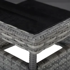Vidaxl Tuintafel Poly Rattan En Glas Grijs