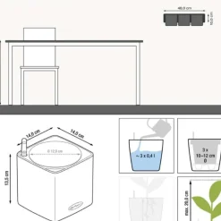 Vidaxl Tuintafel Poly Rattan En Glas Grijs