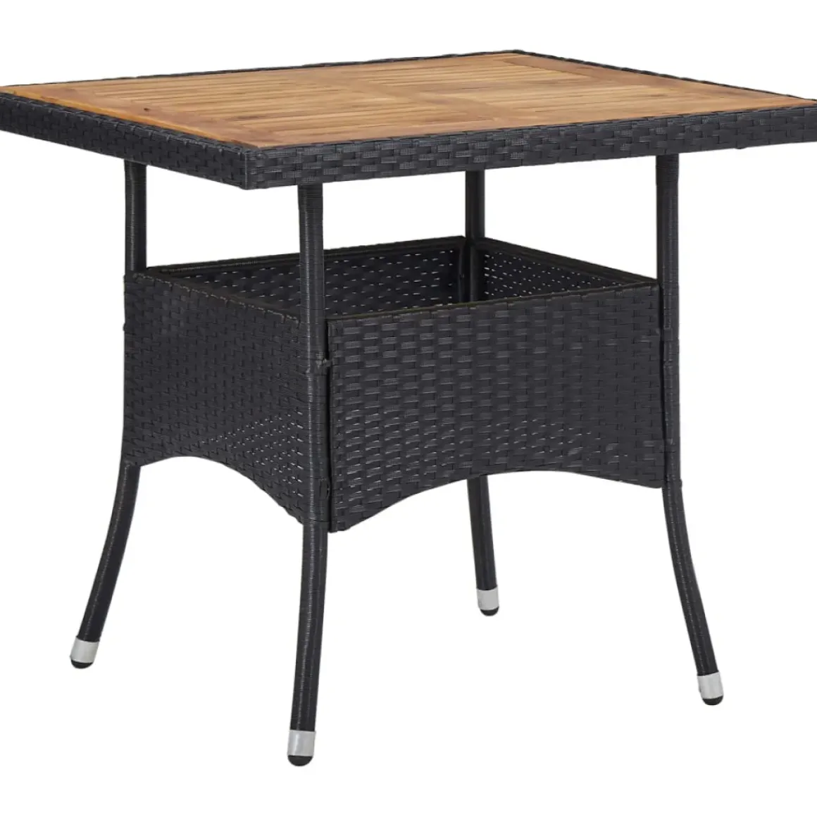 Vidaxl Tuintafel Poly Rattan En Massief Acaciahout Zwart