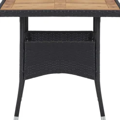 Vidaxl Tuintafel Poly Rattan En Massief Acaciahout Zwart