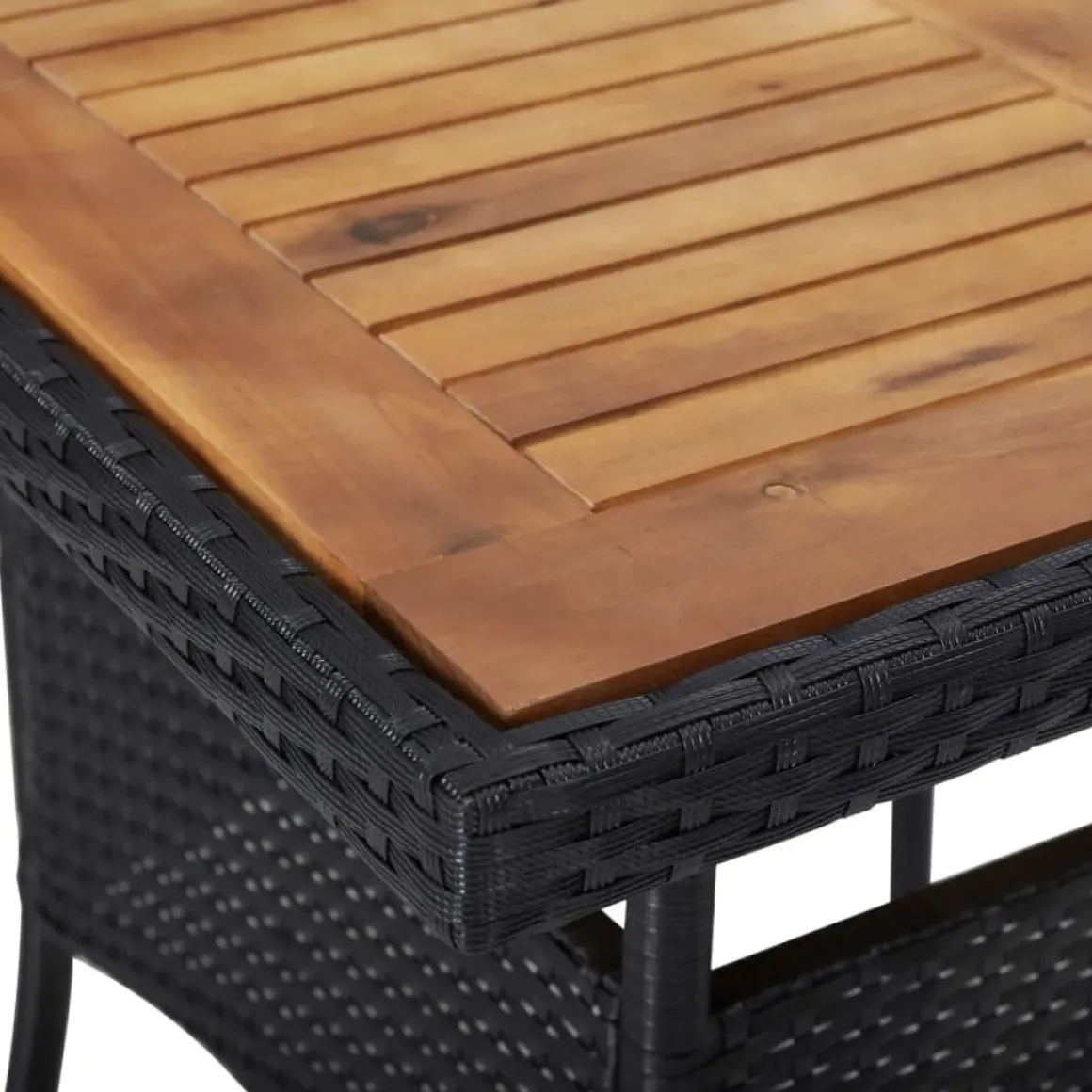 Vidaxl Tuintafel Poly Rattan En Massief Acaciahout Zwart