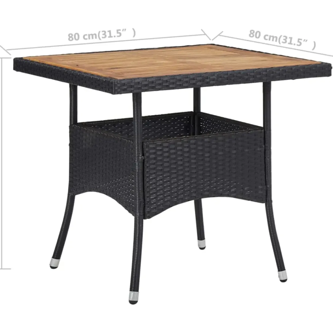 Vidaxl Tuintafel Poly Rattan En Massief Acaciahout Zwart