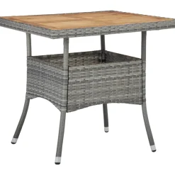 Vidaxl Tuintafel Poly Rattan En Massief Acaciahout Grijs