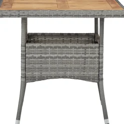 Vidaxl Tuintafel Poly Rattan En Massief Acaciahout Grijs