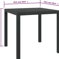 Vidaxl Tuintafel 80X80X74 Cm Aluminium En Hkc Zwart