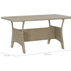 Vidaxl Tuintafel 130X70X66 Cm Poly Rattan Grijs