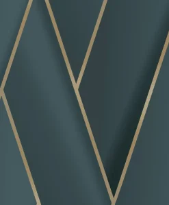 Vinylbehang Chevron 3D Groen-Goud