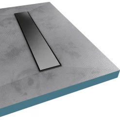 Vlakke Betegelbare Douchebbak Met Lineair Verloop 120X 80 Cm Grijs