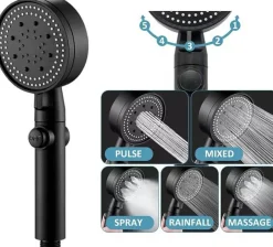 Waterbesparende Douchekop Set - Chroom - 5 Straalstanden