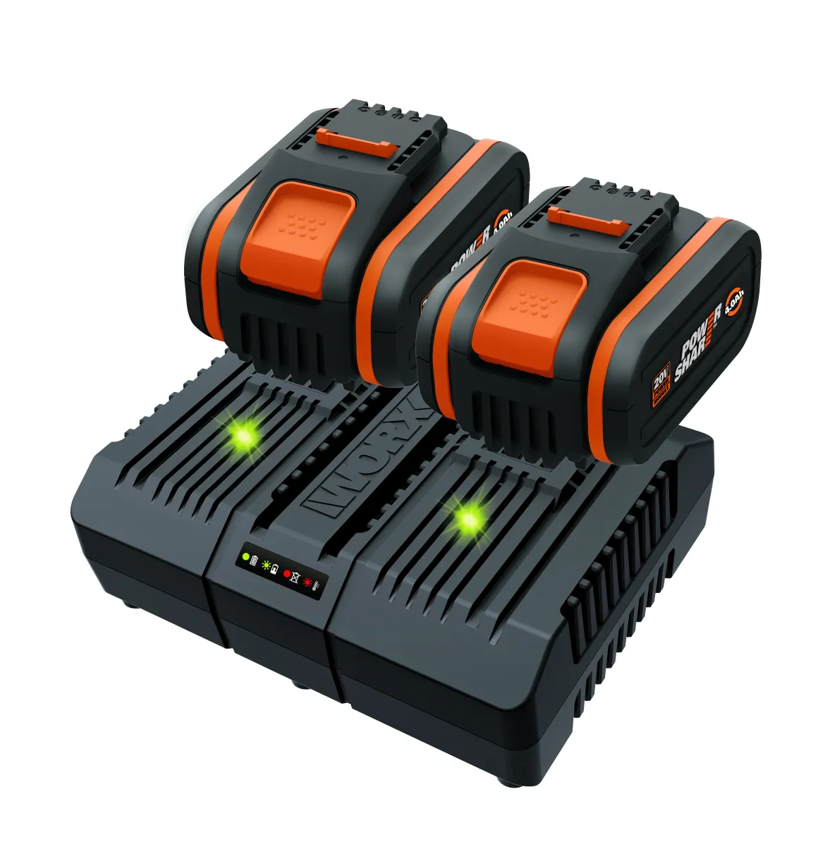 Worx 2 Batterijen + Dubbele Lader Wa3611 20V 4Ah