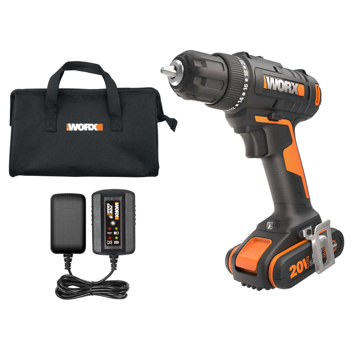 Worx Accuboormachine + Boorhamer Combo Kit Wx927 20V (2 Accu'S)