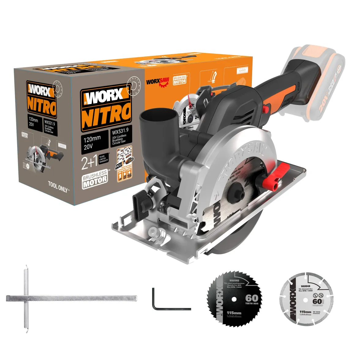 Worx Cirkelzaag Wx531.9 20V (Zonder Accu)