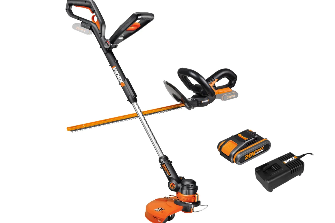 Worx Grastrimmer Op Accu Wg914E 20V + Heggenschaar Op Accu Wg259E.5 20V