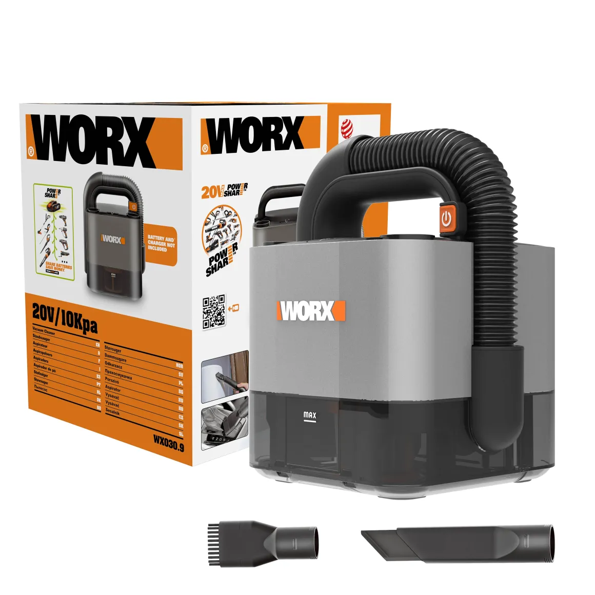 Worx 20V Stofzuiger Wx030.9 (Zonder Accu)