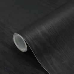 Zelfklevend Behang - Vinyl - Zwart - Zwart Houtlook - Houtlook - Legno Nero - 122Cmx10M