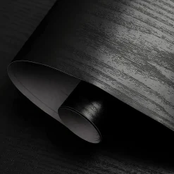 Zelfklevend Behang - Vinyl - Zwart - Zwart Houtlook - Houtlook - Legno Nero - 122Cmx10M